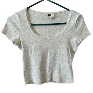 H&M Women’s Gray Fitted Cropped T-Shirt